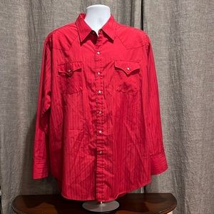 Vintage ELY Cattleman Pearl Snap Red Long Sleeve Western Shirt. XXL Nice